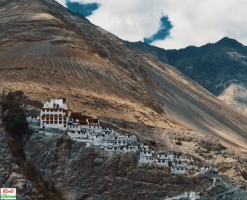 Nubra Valley and Shyok river view from Diskit Gompa Leh Ladakh, Jammu and  Kashmir, India Stock Photo